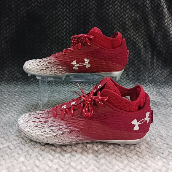 Under Armour UA Spotlight 4 MC Men Football Cleats Silver Red Size‎ 12 - Picture 2 of 9